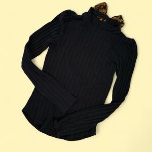 free people ribbed black mock neck turtleneck open back